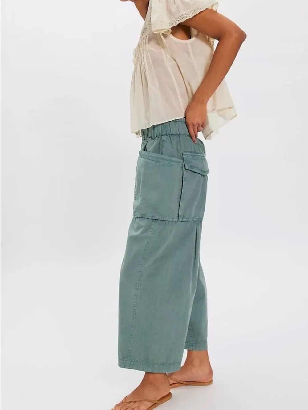 Free People Costa Straight Harem Pants/Stormy Sea - Picture 3 of 4